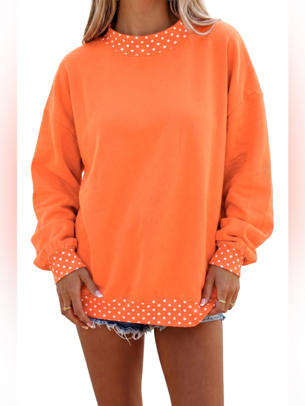 Orange Polka Dot Mockneck